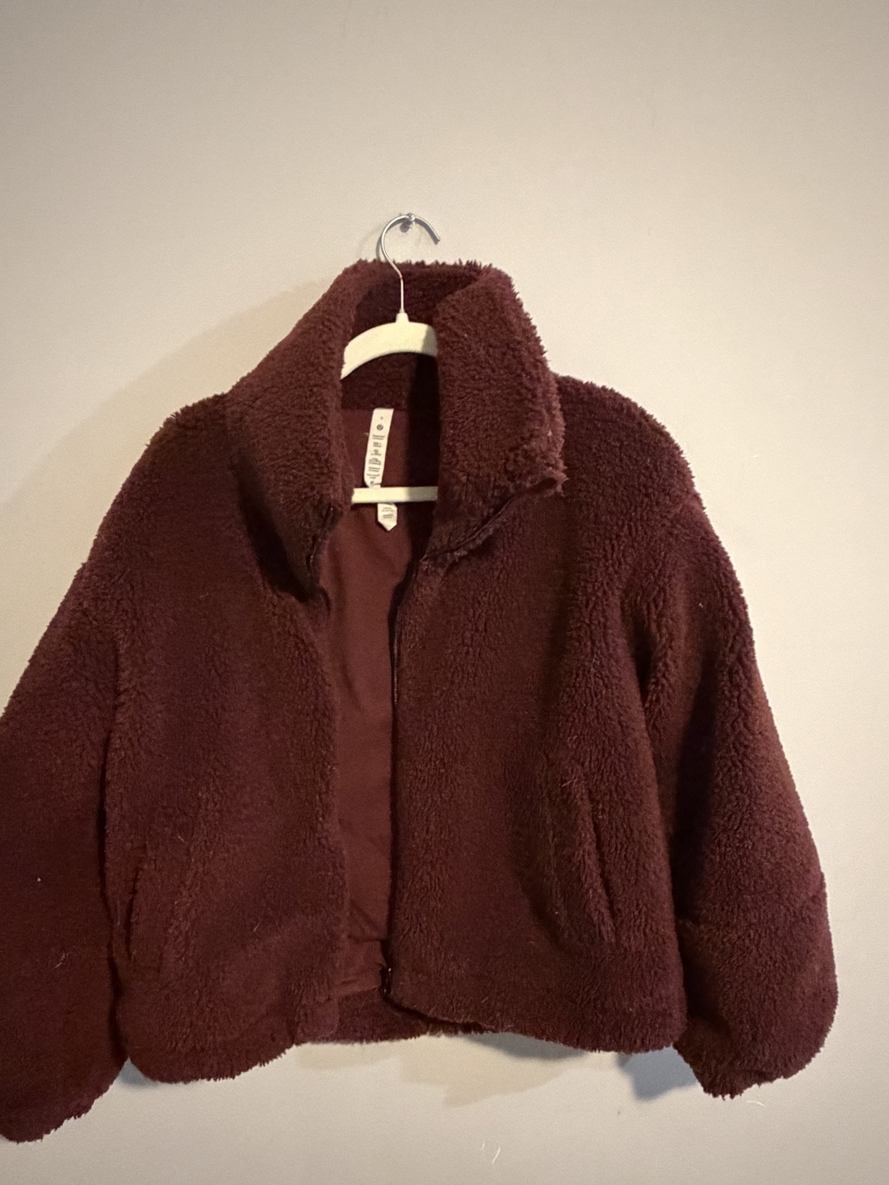 Lululemon Cinchable Fleece Teddy Zip Up Jacket Red Merlot - Picture 5 of 5